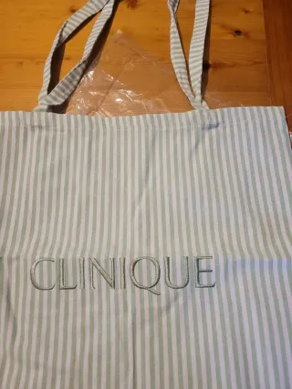 Shopper tela Clinique righe verdi e bianche