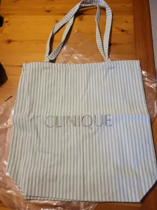 Shopper tela Clinique righe verdi e bianche