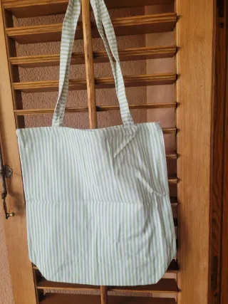 Shopper tela Clinique righe verdi e bianche