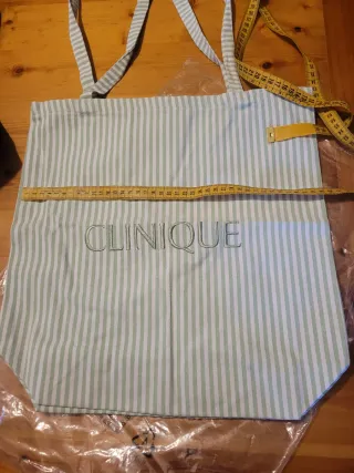 Shopper tela Clinique righe verdi e bianche