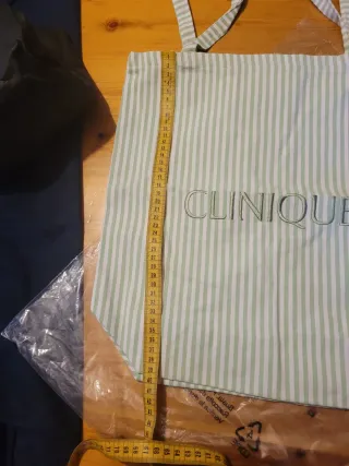 Shopper tela Clinique righe verdi e bianche