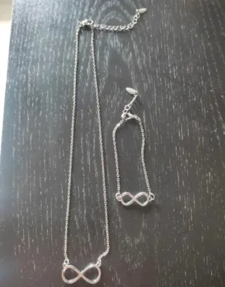 Collar y pulsera infinito plata