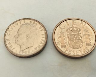 2 Monedas 100 Pesetas 1988 Juan Carlos I