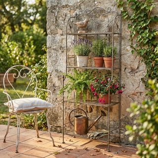 Scaffale Etagere 4 Ripiani Metallo Bianco Ossidato