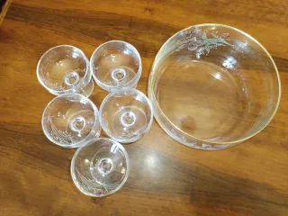 Set Ciotola e Coppette Macedonia Vetro Decorato