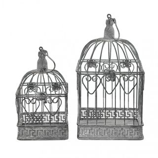 Set 2 Gabbie Rettangolari Ossidato in Acciaio 42cm