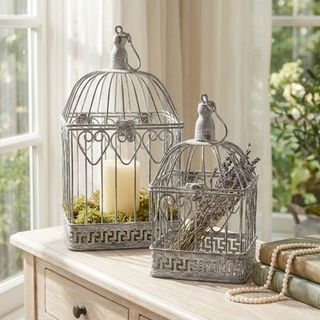 Set 2 Gabbie Rettangolari Ossidato in Acciaio 42cm