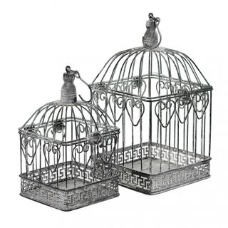 Set 2 Gabbie Rettangolari Ossidato in Acciaio 42cm