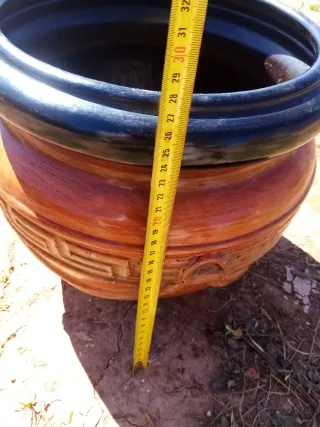 Maceta Decorativa Cerámica Terracota Negra