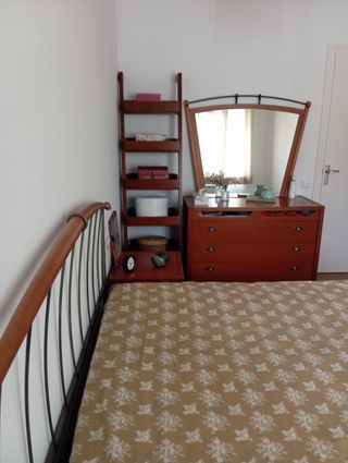 Conjunto muebles dormitorio colonial madera+forja