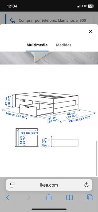Cama 90cm con barrera