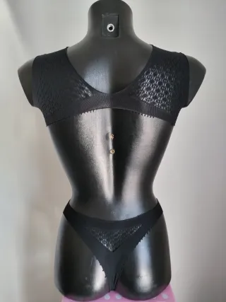 Body gotico nero semitrasparente elastico