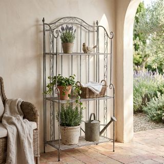 Scaffale Provenzale Ferro 3Ripiani Bianco Ossidato