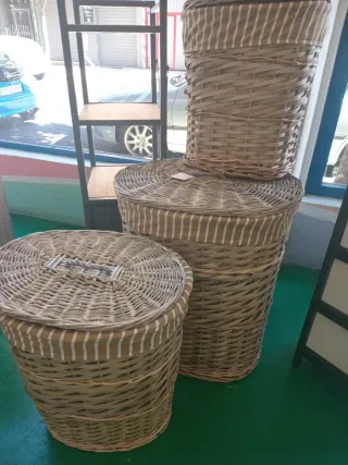 Set di 3 ceste in bambù e vimini