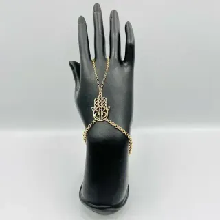 Pulsera esclava mano Hamsa dorada