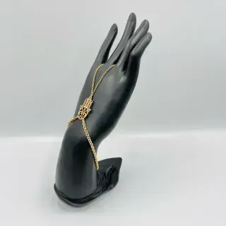 Pulsera esclava mano Hamsa dorada
