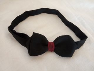 Conjunto Vintage de Pajarita y Fajín Negro/Burdeos