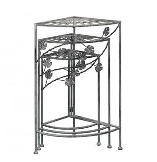 Etagere Girevole Ferro 3 Ripiani Bianco Ossidato