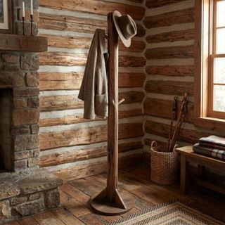 Appendiabiti da Terra in Pino Riciclato Rustico