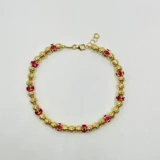 Pulsera Oro con Piedras Rojas