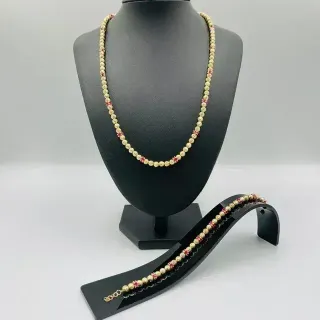 Pulsera Oro con Piedras Rojas