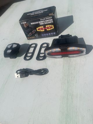 Luz Bici Intermitentes Solar Control Remoto