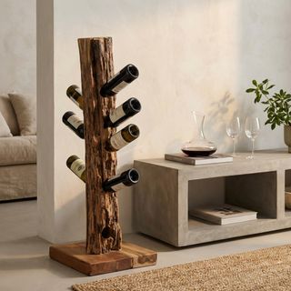 Porta Bottiglie Verticale da Terra in Teak 80 cm