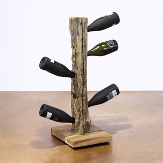 Porta Bottiglie Verticale da Terra in Teak 80 cm