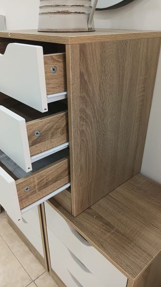 Pack 2 Mesitas de Noche Madera y Blanco