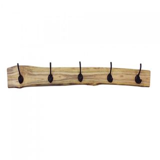 Appendiabiti Parete Teak 5 Ganci Ferro 58cm Casa