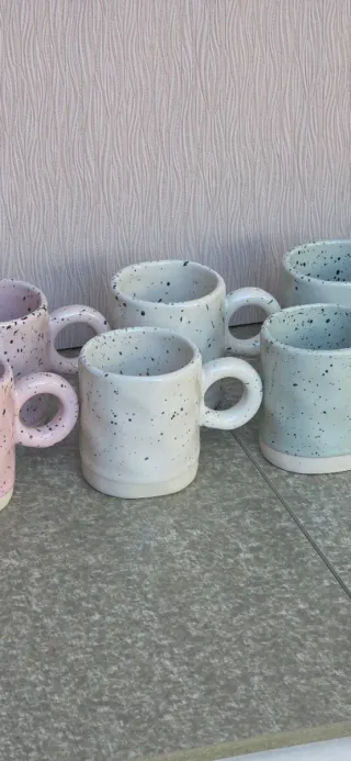 Set 8 Tazas Café diseño salpicado