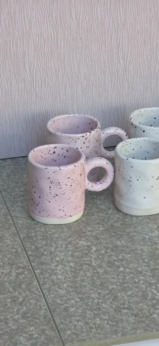 Set 8 Tazas Café diseño salpicado