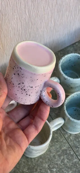 Set 8 Tazas Café diseño salpicado