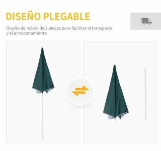 Parasol con panel lateral y apertura manual