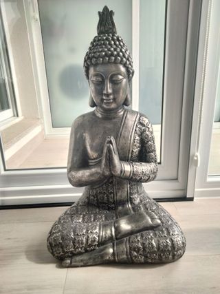 Figura Buda Sentado Oración Plata