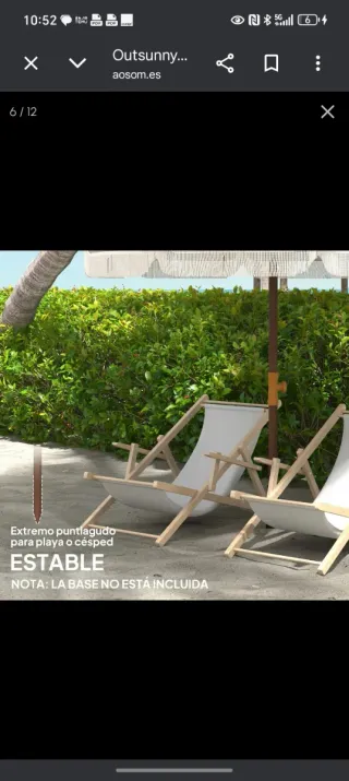 Parasol de playa Outsunny beige flecos