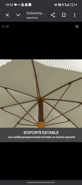 Parasol de playa Outsunny beige flecos