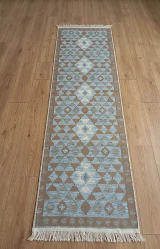 Tappeto Kilim 200x60cm Blu/Marrone