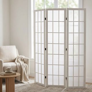 Separè Paravento Pieghevole in Paulownia Bianco