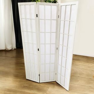 Separè Paravento Pieghevole in Paulownia Bianco