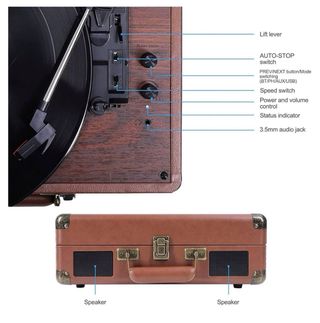 Giradischi Bluetooth VOKSUN Marrone