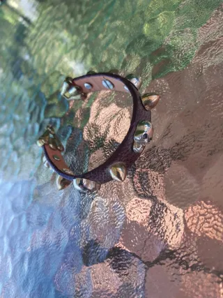 Pulsera Cuero Calaveras Plata y Bronce