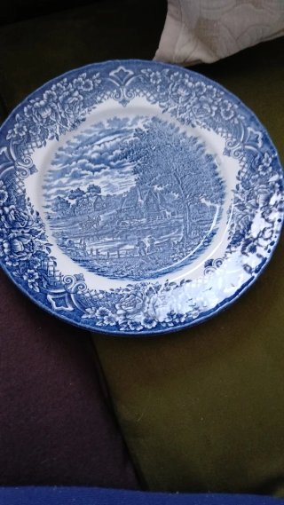 Piatto decorativo blu e bianco