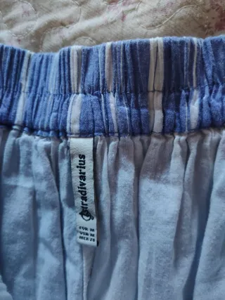 Falda larga rayas azules Stradivarius Talla M