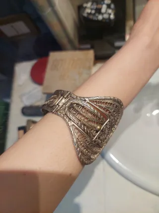 Bracciale etnico donna argentato filigrana 65g