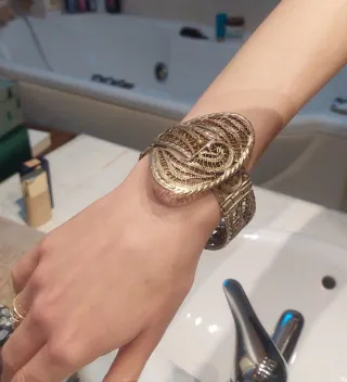 Bracciale etnico donna argentato filigrana 65g