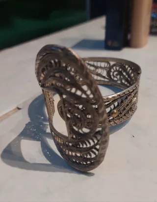 Bracciale etnico donna argentato filigrana 65g