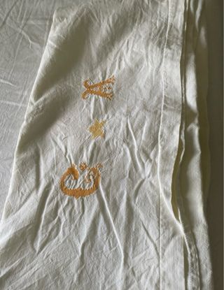 Lenzuolo antico lino matrimoniale beige