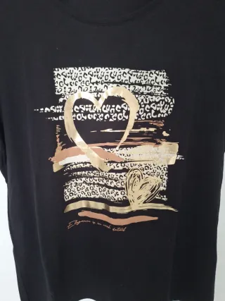 Camiseta Morgan Negra con Estampado Dorado