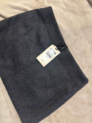 Falda mini Mango gris talla M cremallera lana